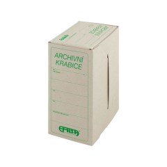 Archivní krabice je opatřena kvalitním zeleným tiskem umožňující 3 varianty uložení. Konstrukční řešení krabice umožňuje rychlý přístup k uloženým dokumentům, usnadňuje třídění a orientaci v dokumentech.